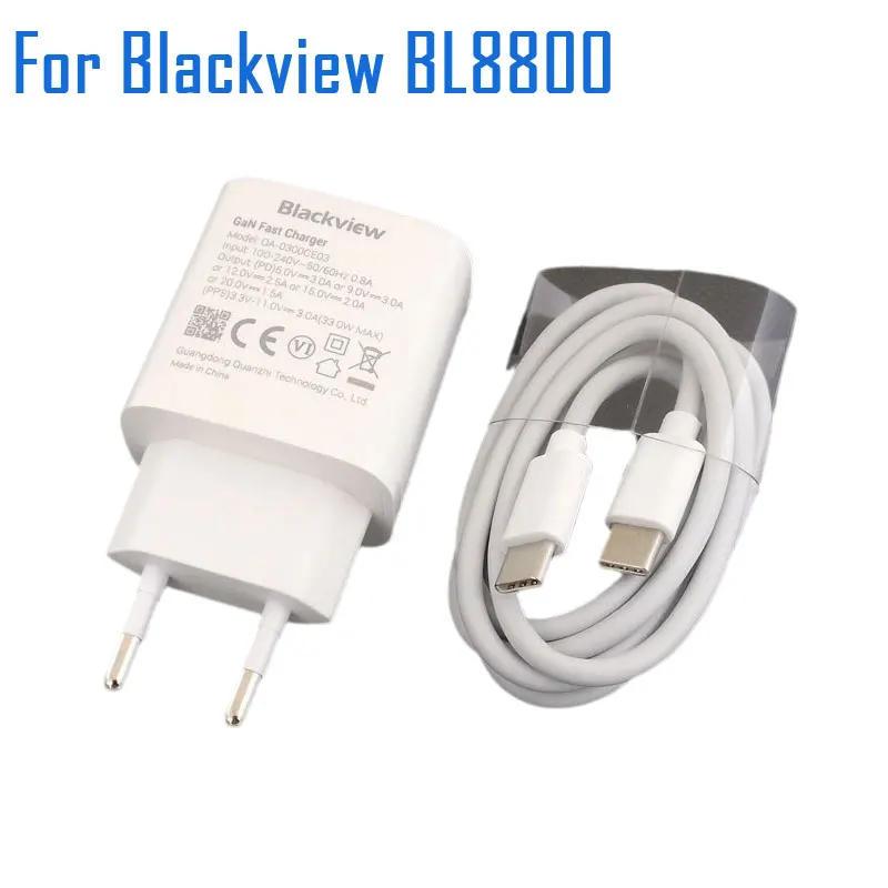 Original Blackview BL8800 Official Charger Adapter EU Plug Travel 11V 3A TPYE-C USB Cable Data Line Parts For Blackview BL8800