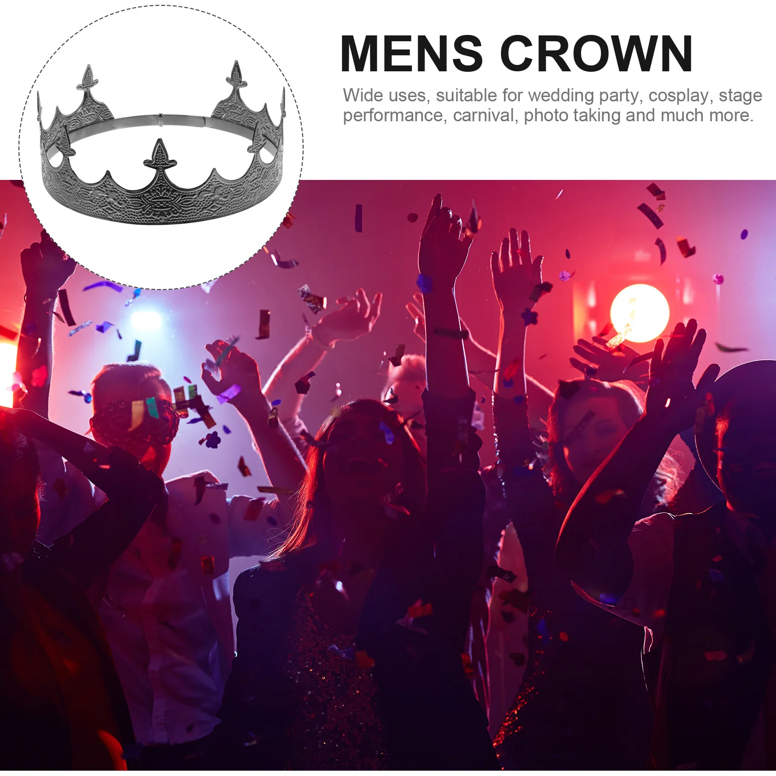 

Metal Crown for Men Adjustable Gun Black Vintage Performance Costumes Hair Headdress Prop Party Prom Accessories Retro Head