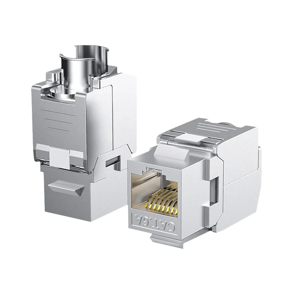 Moduł gniazda RJ45 Keystone CAT8 Cat7 CAT6A bez użycia narzędzi, ekranowany STP, samozaciskowy, CAT6 CAT5E, adapter sieciowy ze stopu cynku — zdjęcie produktu 7