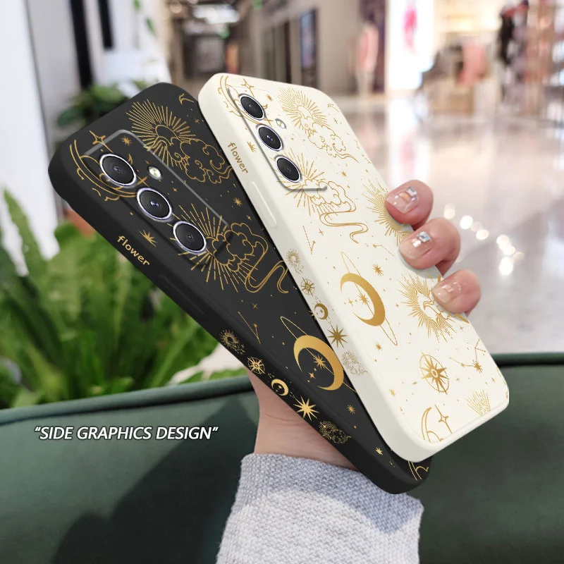 Golden Starry Sky Case Samsung A54 A34 A24 A14 A15 A25 A35 A55 A04 A04E A73 A53 A33 A23 A13 A03 A72 A52 A52S A32 A22 A12 4G 5G