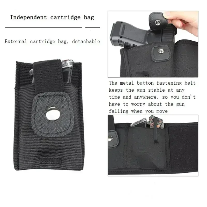 Tactical Belly Gun Holster Belt Concealed Carry Waist Band Pistol Holder Magazine Bag  Invisible Waistband Holster