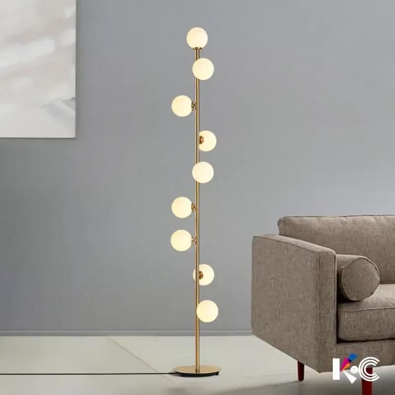 Modern Creative Gold Metal Glass Ball Floor Lamp Premium E27 Base LED Light Source Postmodern Design