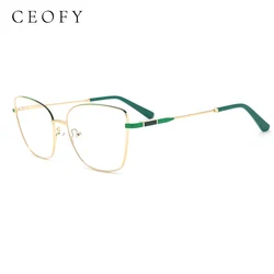 Ceofy Women Metal Cat Eye Eyeglasses Frame Popular Myopia Optical Prescription Lady Glasses Frame Women Eyewear High Quality