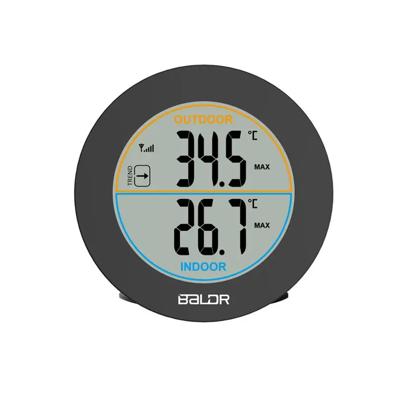 Wireless Round LCD Display Home Thermometer Indoor Outdoor Wall Table Digital Temperatue Record Trend Monitor C/F Sensor -30~60C