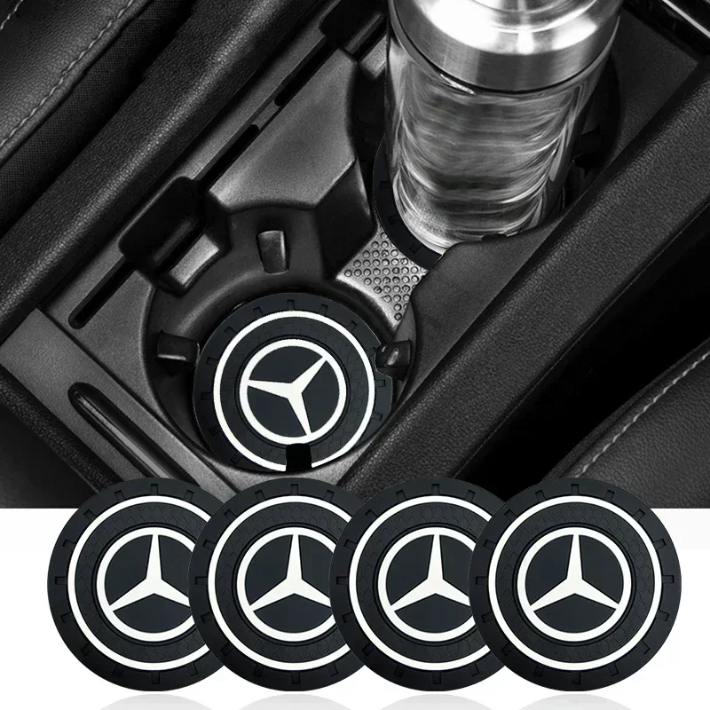 2pcs Non-slip Car Water Cup Rubber Mat For Mercedes Benz C180 C200 C260 C300 W108 W124 W126 W140 W168 W169 W176 Accessories