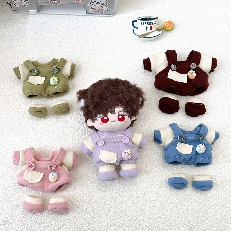 

New 10cm20cm Baby Clothes Suit Suspenders T-Shirt Shoes Cotton Doll Dressing Clothes Kawaii Dress Up