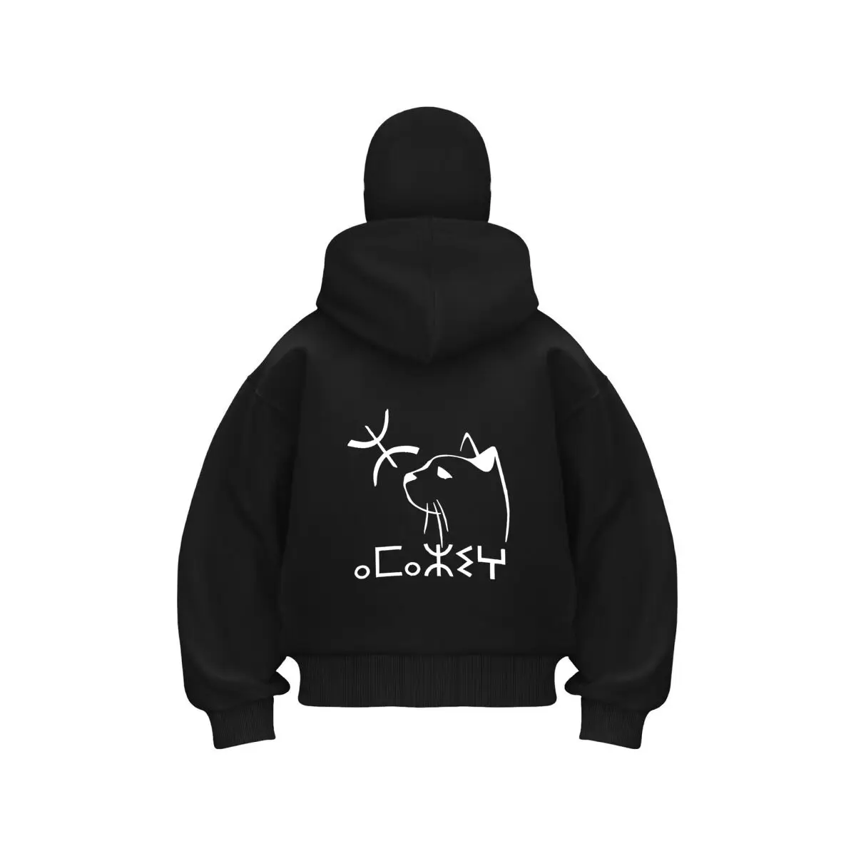 

Силуэт кошки - стильный дизайн с двойным капюшоном, теплая уличная мужская зимняя повседневная толстовка