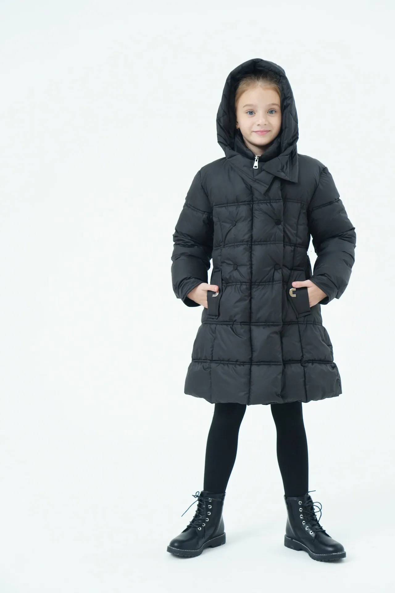 Mädchen Winter Langer Puffermantel mit Kapuze Doppelreihige Dicke Warme Gefütterte Jacke Junior Kinder Winddichte Schule Oberbekleidung 6-14 Jahre – Detail 15