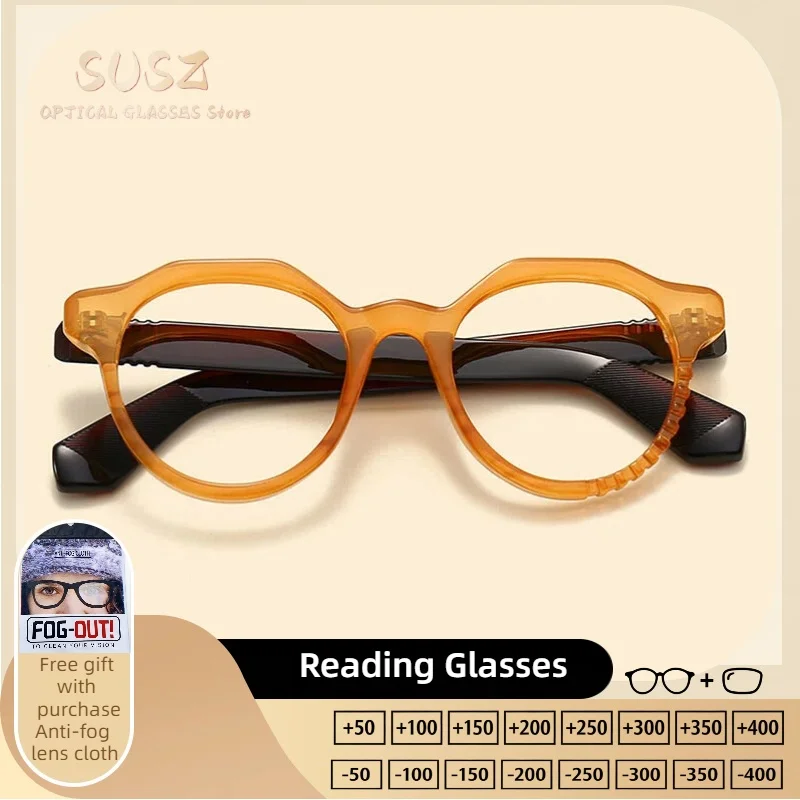 

SUSZ Reading Glasses Men High Quality Colorful Round Oversize Frame Glasses with Prescription Lens Custom Glasses Myopia