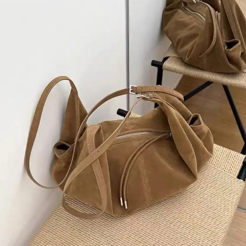

Autumn Winter Retro Shoulder Bag High-quality Soft Suede Dumpling Bag Korean Style Niche New Casual Large Capacity Crossbody Bag
