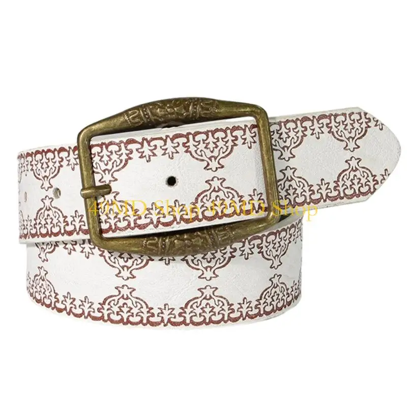 

49MD винтажный античный бронзовый ремень с пряжкой женский ремень из искусственной кожи с тиснением для джинсов