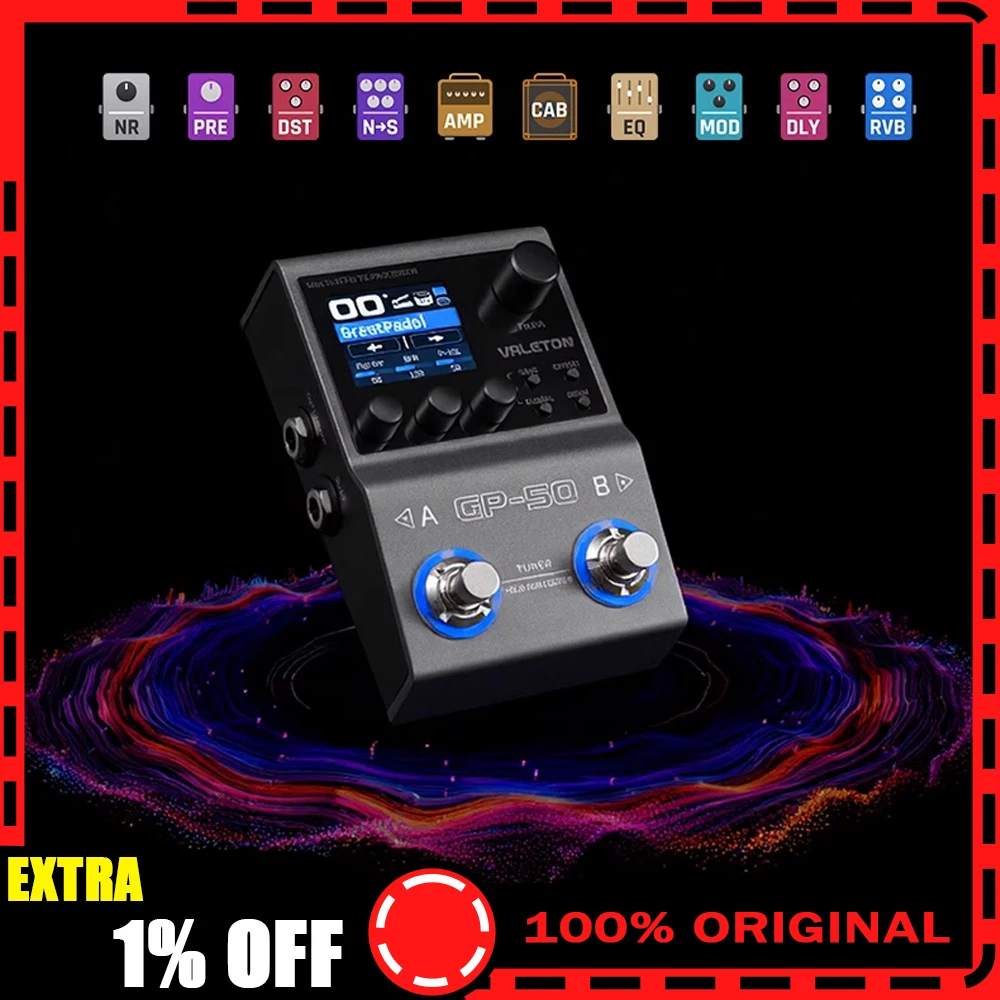 

Valeton GP50 GP-50 Electric Guitar Bass Integrated Single Block Effect Device IR Box Analog Sound Card