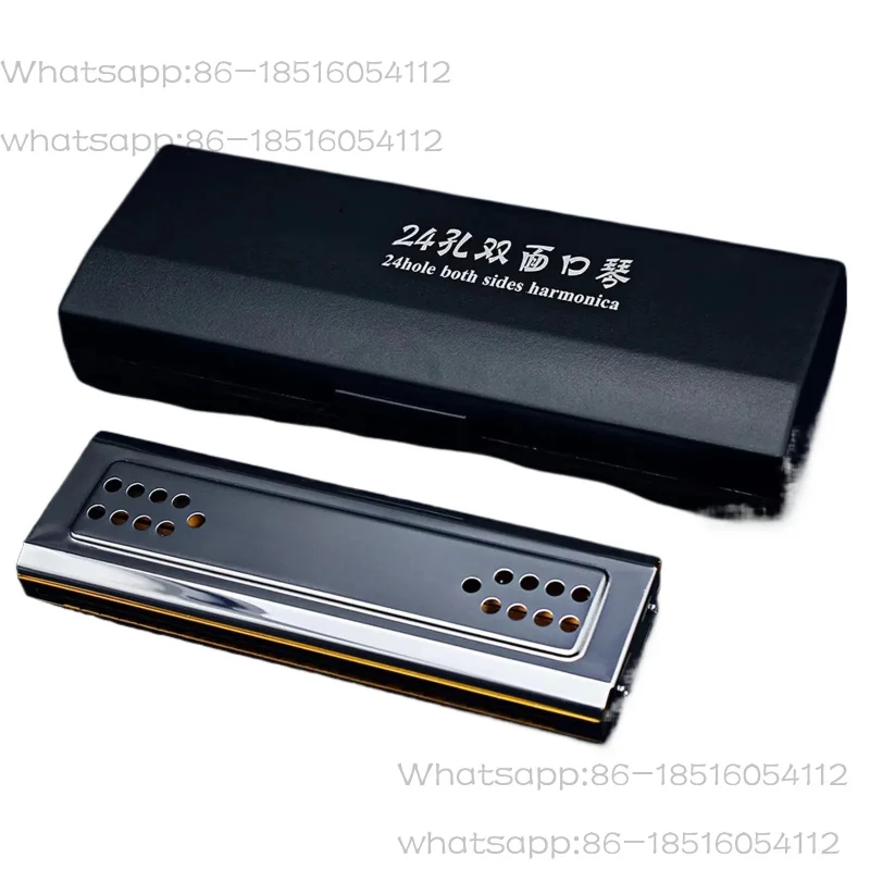 24 Hole C Key Harmonica Tremolo Harmonica Double Side Silver Harmonica For Practice Professional Woodwind Instrument