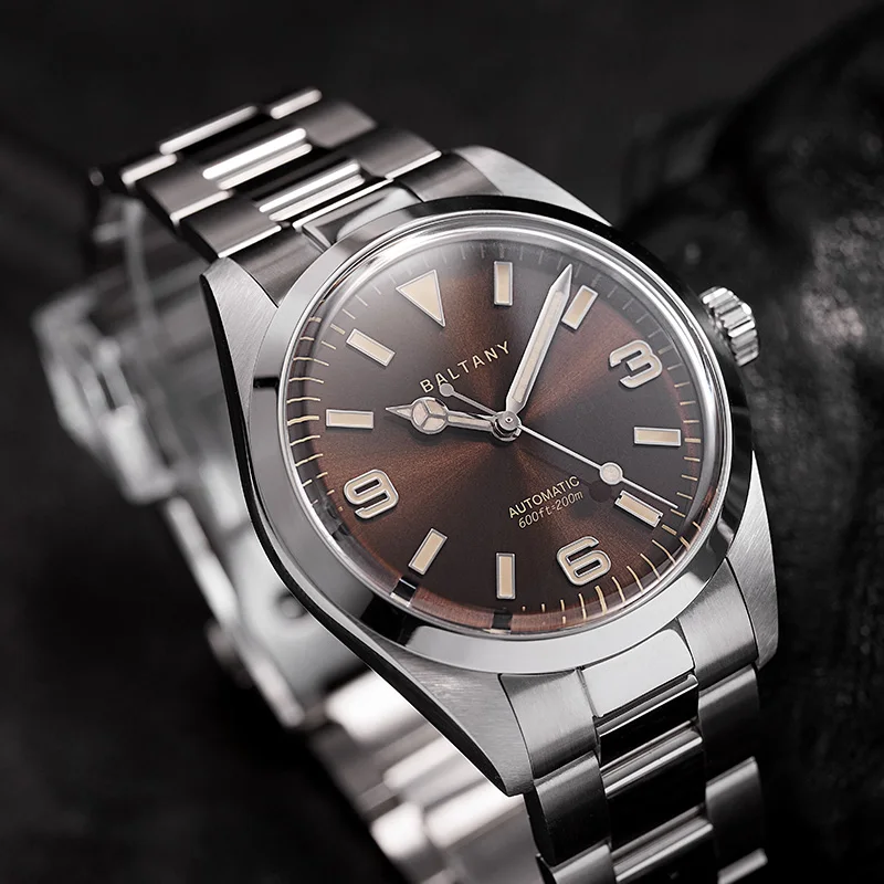 Baltany 39 ミリメートルエクスプローラー腕時計マン S4035 NH38 自動ステンレススチールブレスレット防水 200 メートル高級機械式腕時計マン