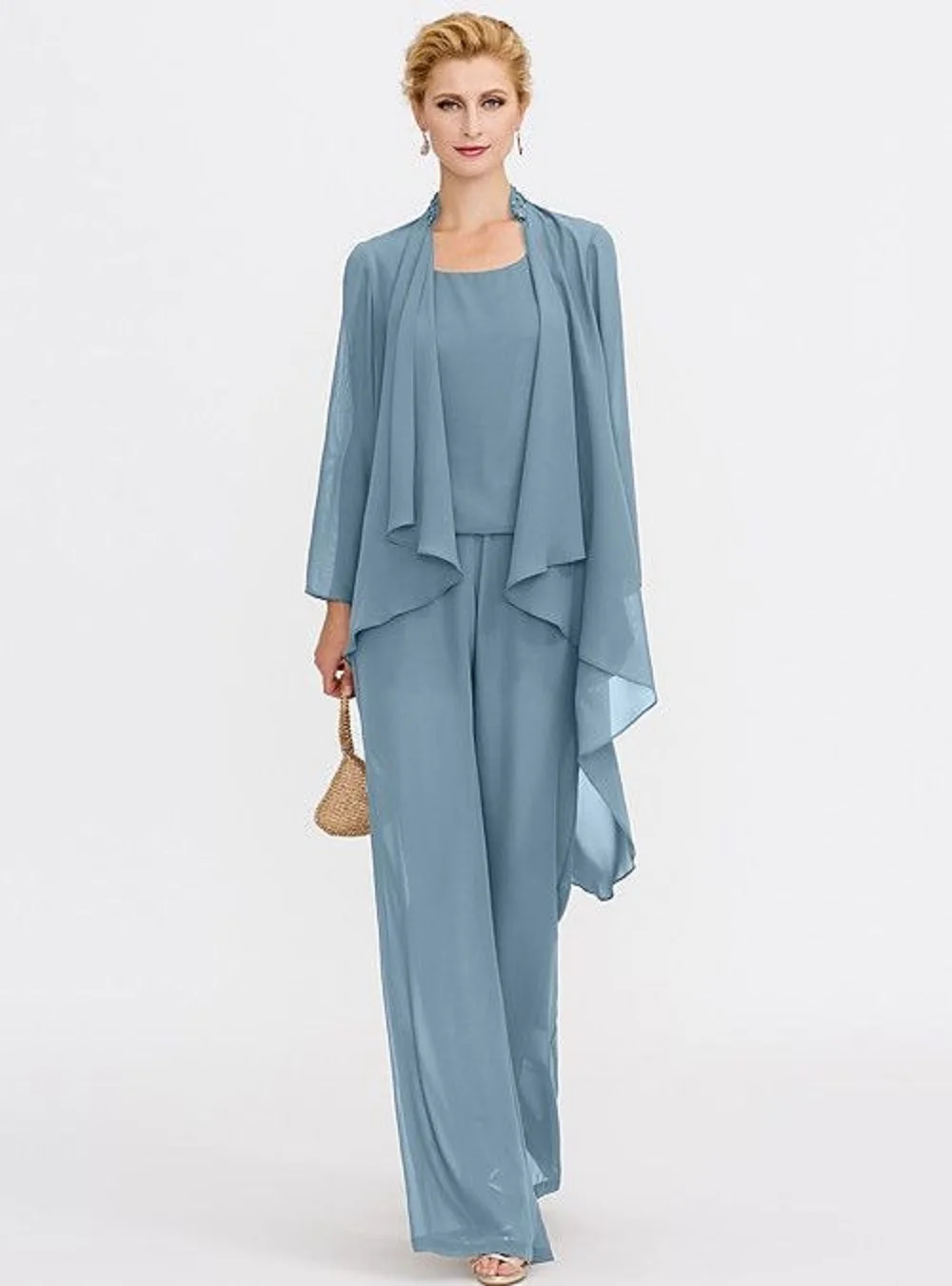 

Three Piece Trousers Evening Mother Of The Bride Dresses Chiffon Mother Dresses For Weddings With Coat