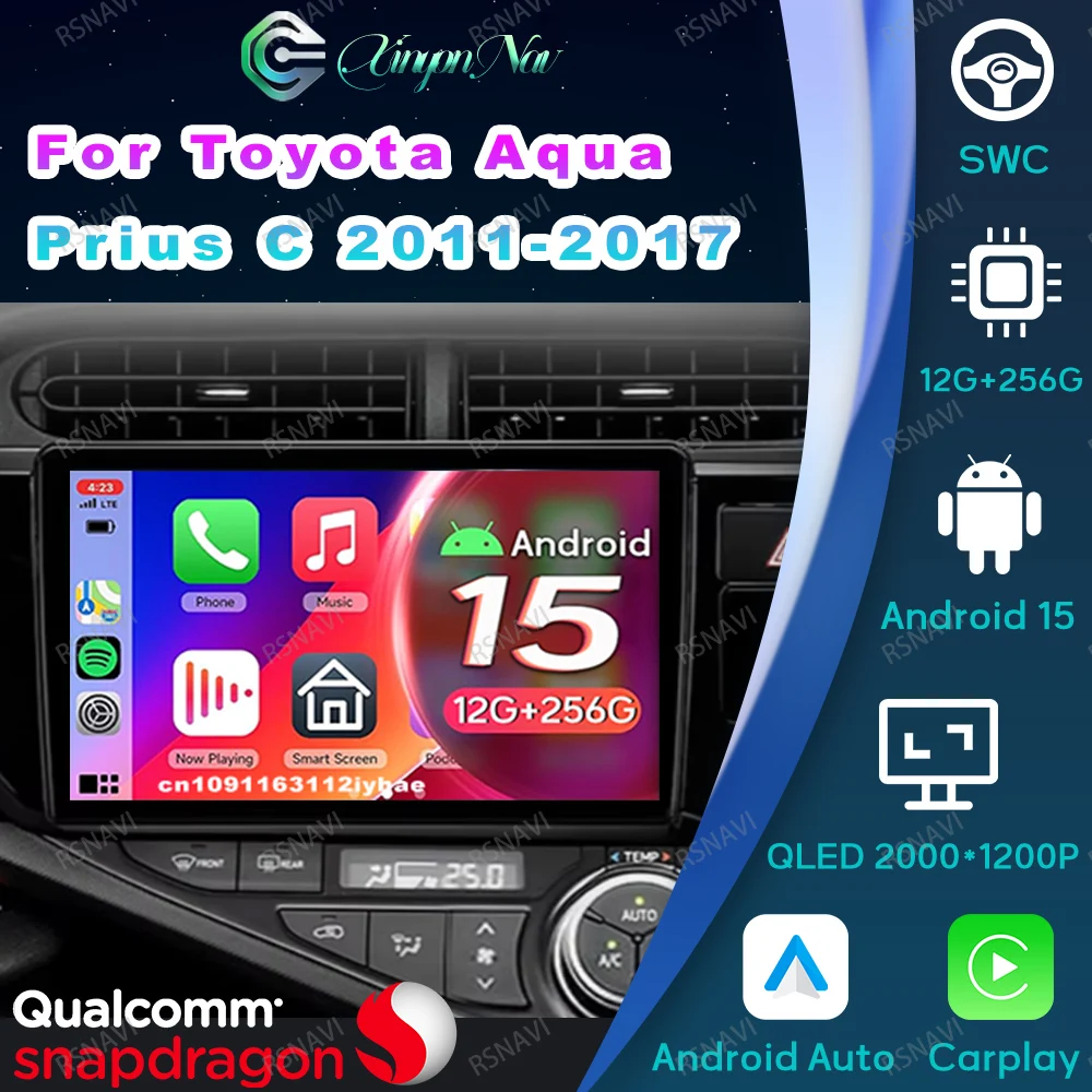 

Автомобильный радиоприемник Android 15 для Toyota Aqua Prius C 2011 2012-2017 WIFI + 4G, аксессуары, держатель для телефона, автомобильные аксессуары, интерьерная стереосистема