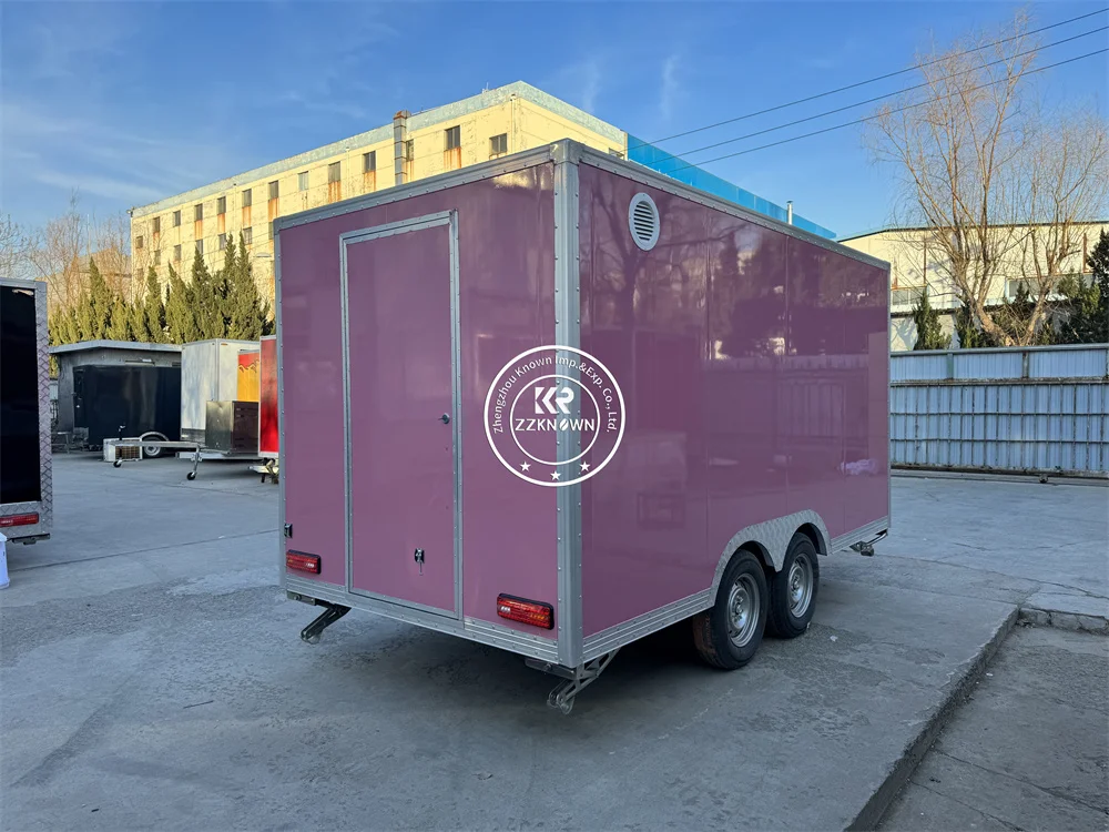 Fast Food Truck Mobile Kitchen Trailer Bubble Tea Kiosk Catering Trailer Fully Equipped Hot Dog Ice Cream Cart Food Trailer