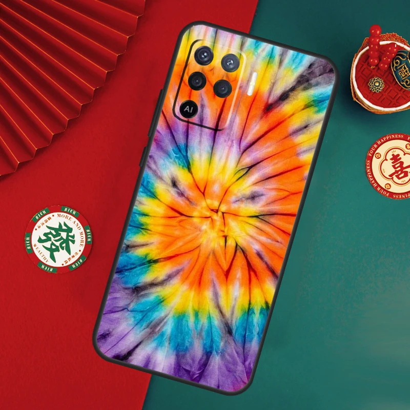 Rainbow Spiral Tie Dye For OPPO A57S A54S A53S A58 A78 A98 A16 A76 A96 A54 A74 A94 A5 A9 A52 A72 A15 A17 A77 Case