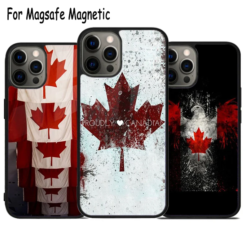 Canada Canadian Flag Wireless Charge Magsafe Phone Case For iPhone 15 16 14 13 11 12 Pro Max Plus Magnetic Bumper Cover