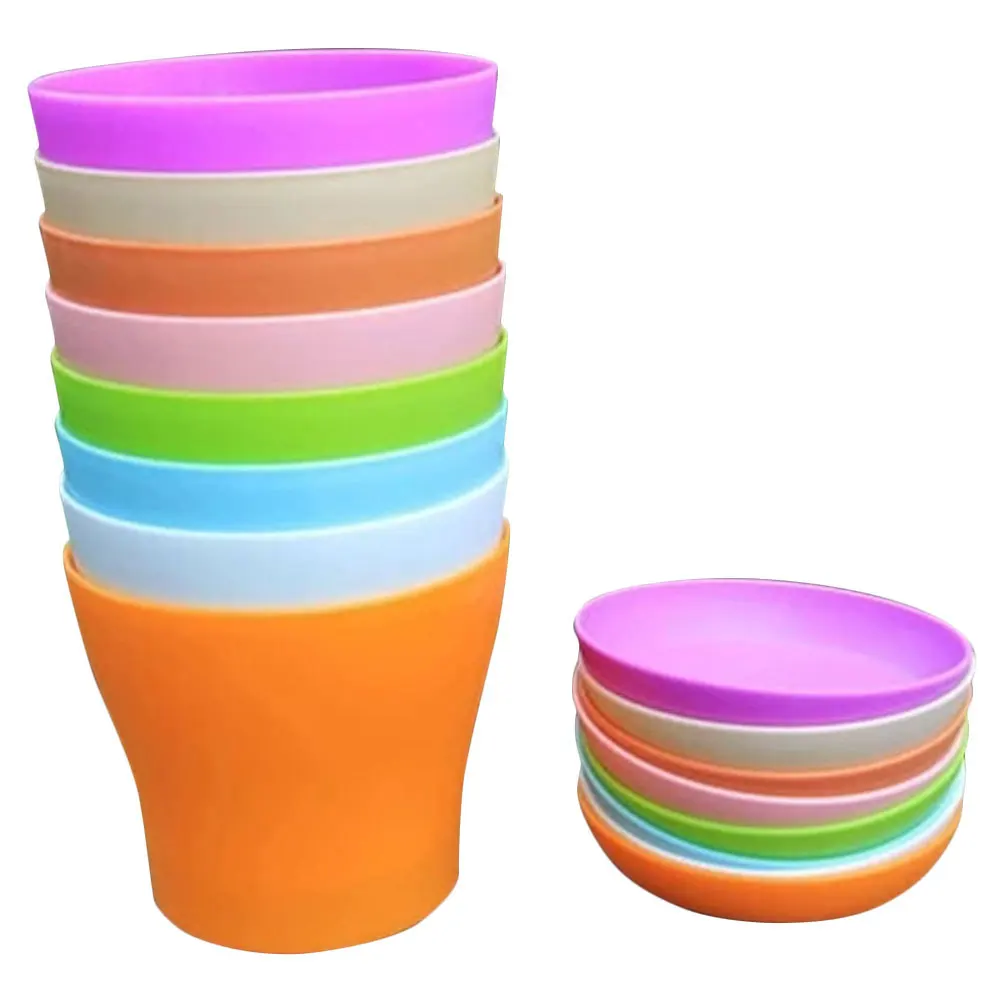 

8pcs Plastic Flower Pots Round With Drainage Holes For Indoor Outdoor Garden Office Balcony Desktop Bookshelf
