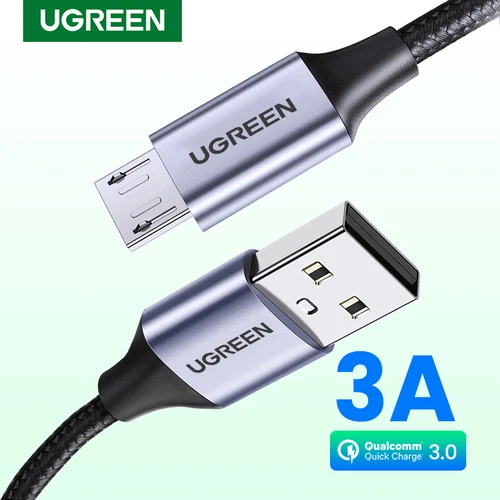 Ugreen Cable Micro USB 2A Cable USB tipo C de carga rápida de nailon para Samsung Xiaomi HTC Cable de datos del cargador USB Cable del teléfono móvil