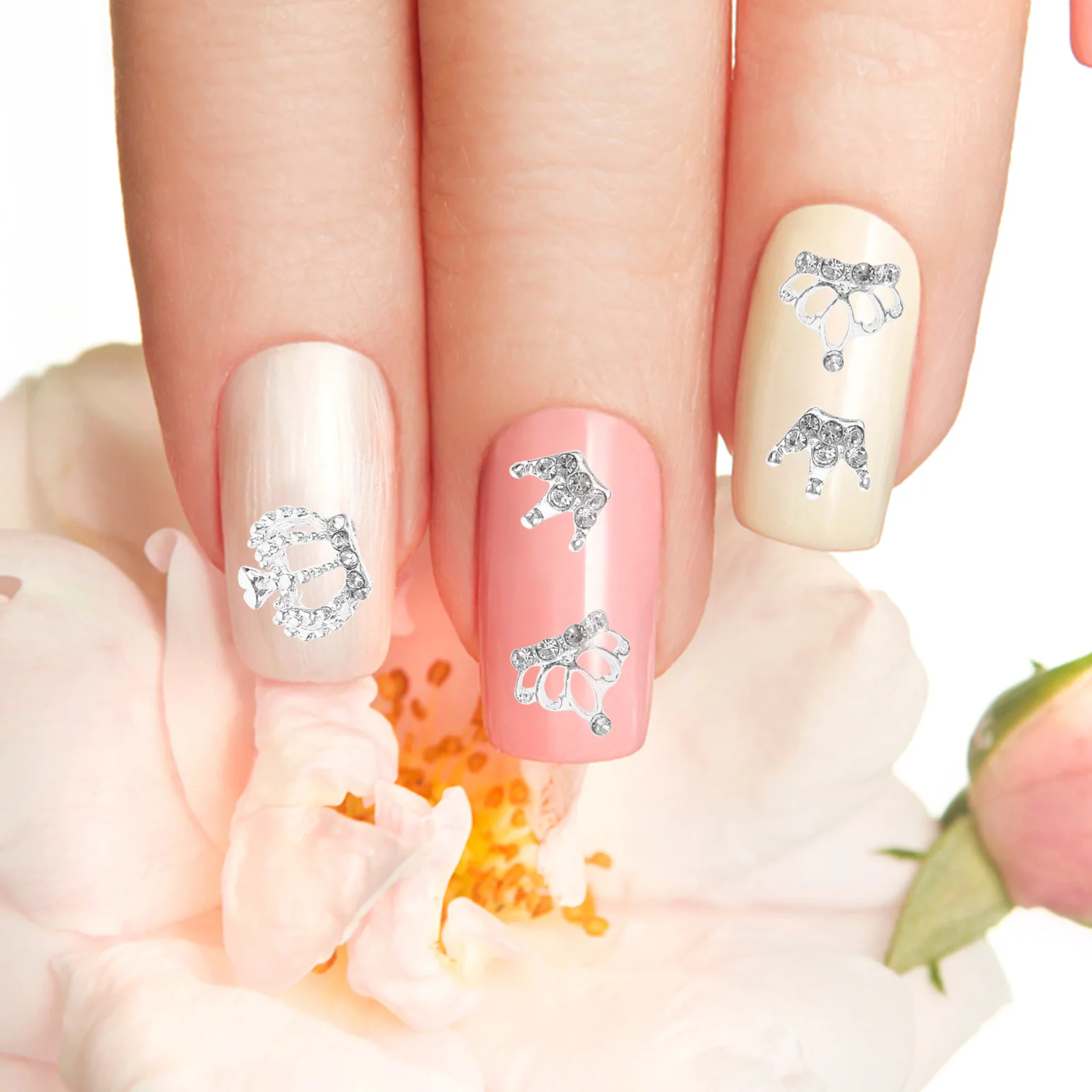 

12Pcs 3D Crown Nail Studs Rhinestones Nail Art Decor Manicure Jewelry DIY Accessories for Crafts Phone Body Manicures Decoration