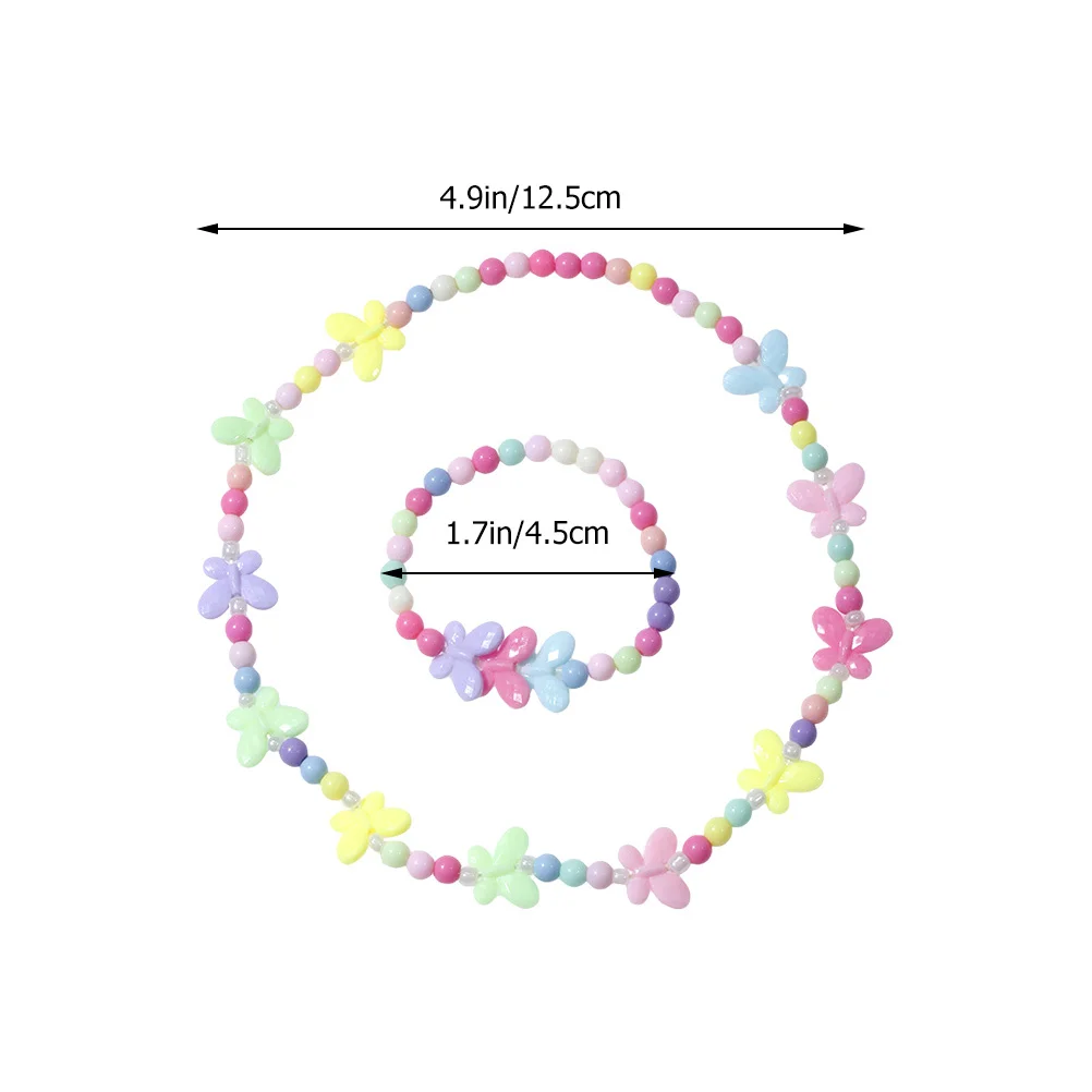 Ensemble de bijoux pour enfants, 1 ensemble de perles papillon en acrylique, robuste et sûr pour les filles, accessoires de jeu de simulation, bijoux pour tout-petits