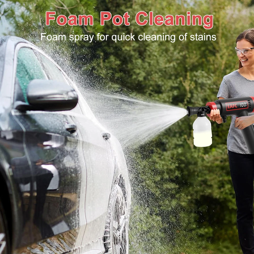 EAFC 60Bar High Pressure Car Washer Machine Cordless Washer Water Gun Tool Pump Built-in Lithium  Rechargeable for Home Car