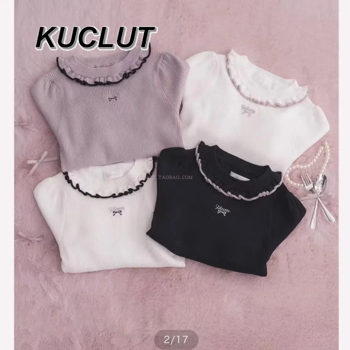 

Пуловер в японском стиле, свитера, топ, оригинальная милая трикотажная базовая рубашка в рубчик с рюшами и воротником-лепестком, бантом и вышивкой