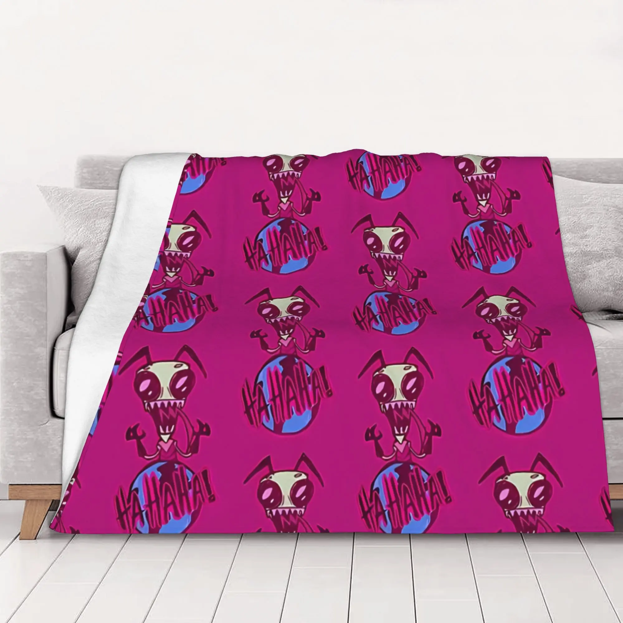 1PC Home Cutecore dark humor Invader Zim Blanket Super Cosy Plush Home Living Room Sofa Halloween