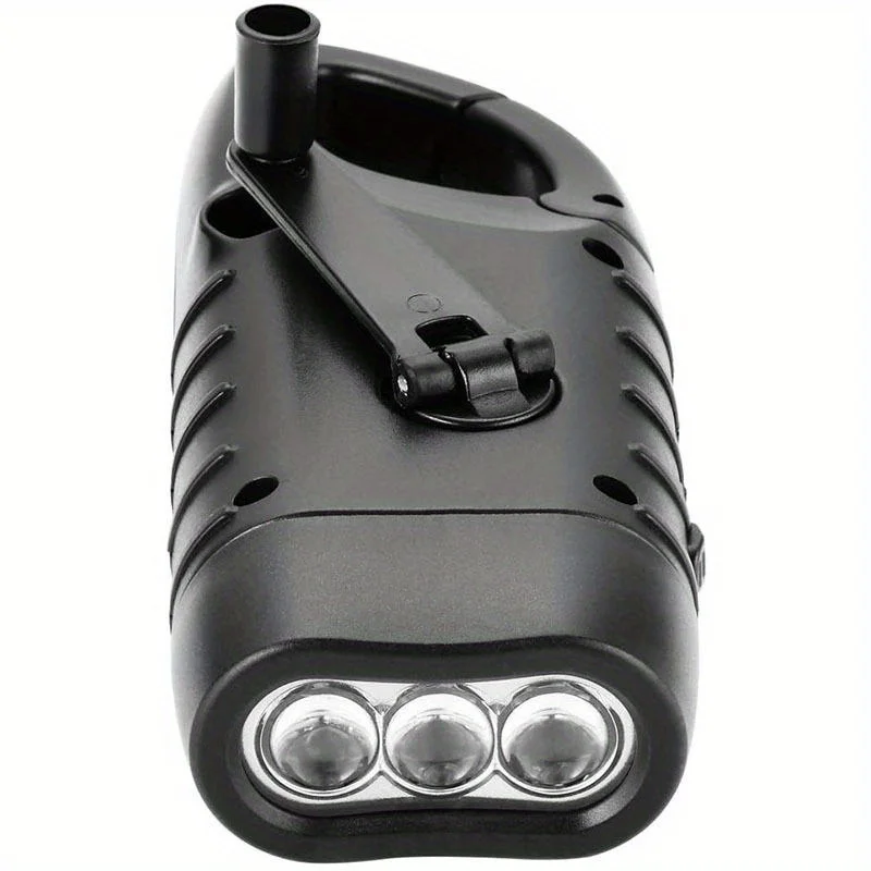 Portable LED Flashlight Hand Crank Dynamo Torch Solar Powered for Outdoor Camping Mountaineering