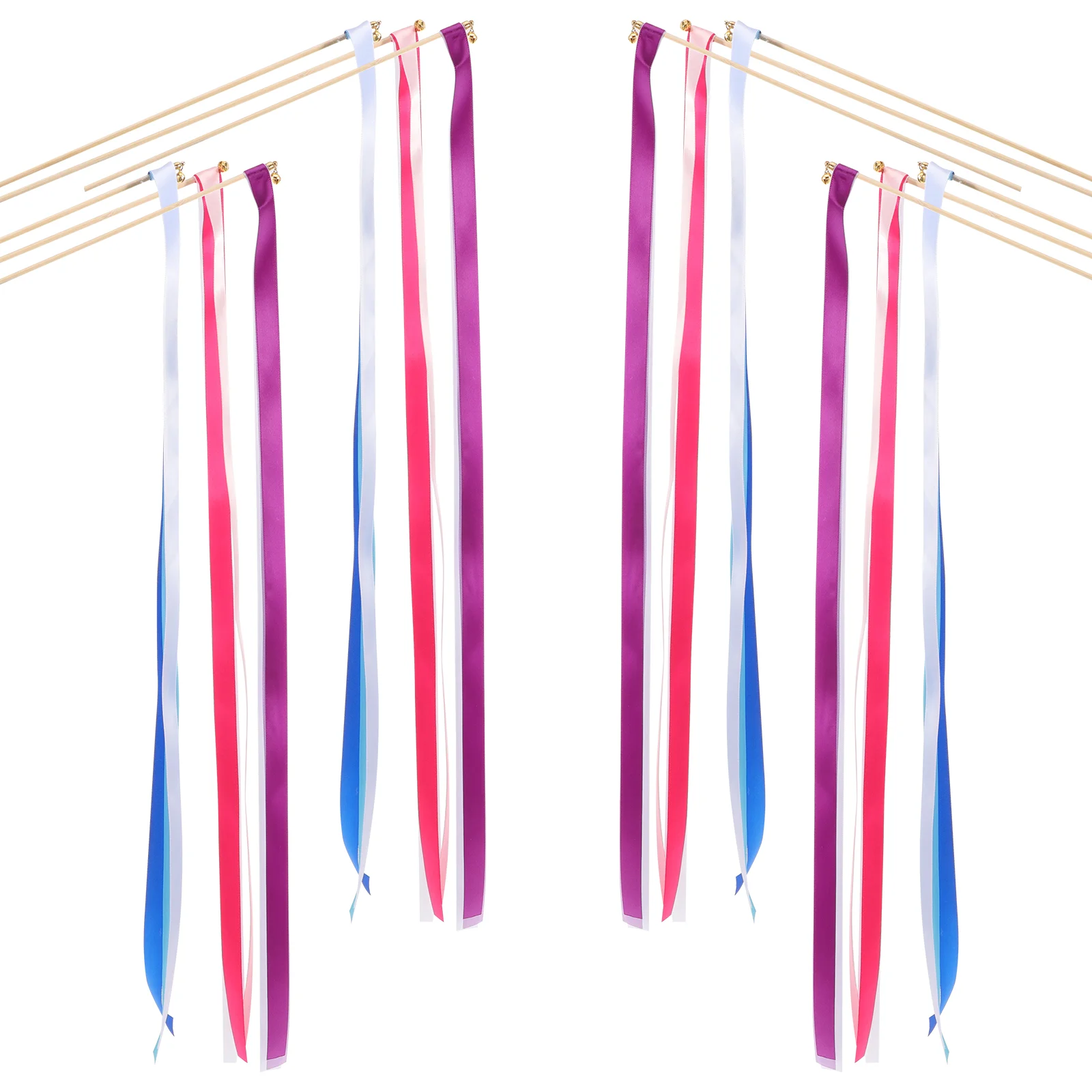 

30pcs Wedding Wands Ribbon Streamers with Bell Fairy Stick Party Favors Supplies (Assorted Colors) wish wands