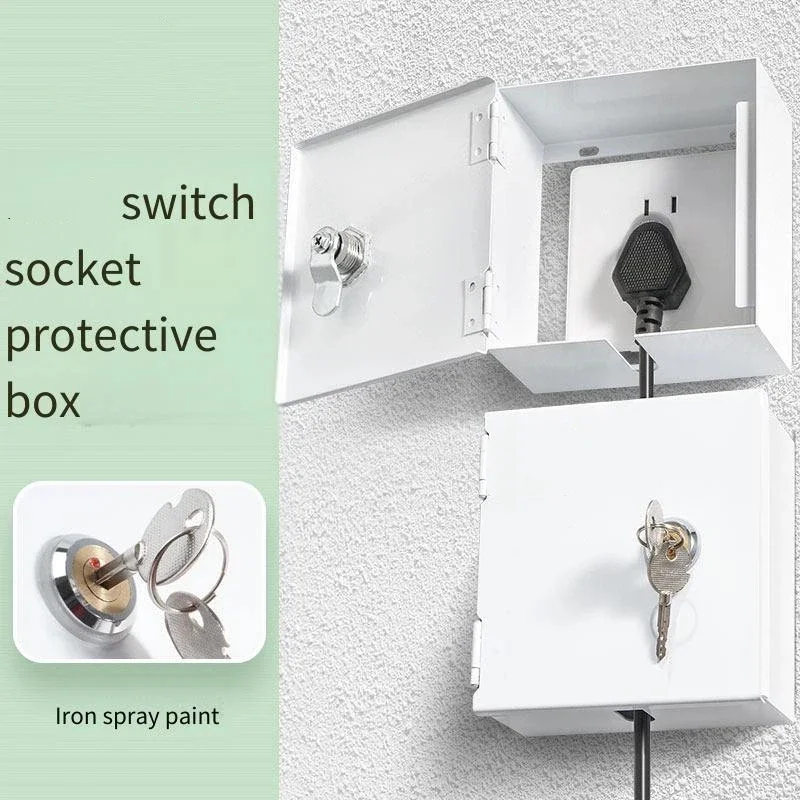 Socket Protection Box White Lockable Rigid Protective Cover Stainless Steel 86 Type Switch Anti-theft Lock Cover