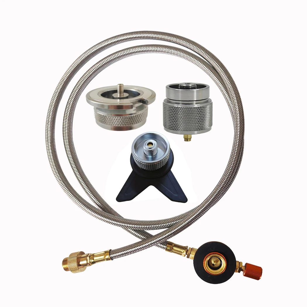 Outdoor 1m Flat Gas Tank Connection Extension Line And Adapter Set Camping Gas Tank Inflation Connection Pipe Extension Line