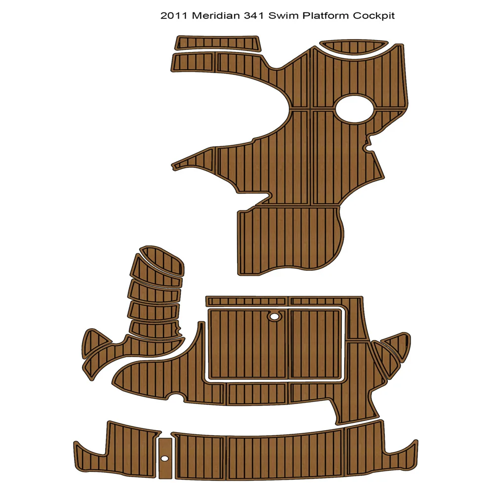 

2011 Meridian 341 Swim Platform Cockpit Pad Boat EVA Foam Faux Teak Flooring Mat