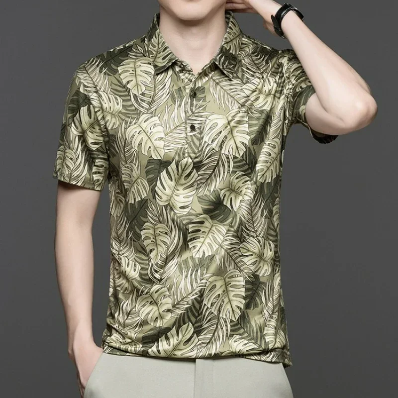 

Men's New Summer Collar Short Sleeved T-shirt Polo Shirt Casual Trend Printed Top