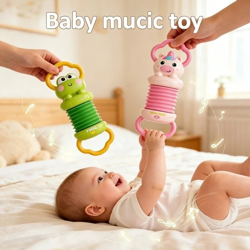 Brinquedo de acordeão musical com tema de unicórnio – instrumento sensorial para bebés, método Montessori, ideal como pr