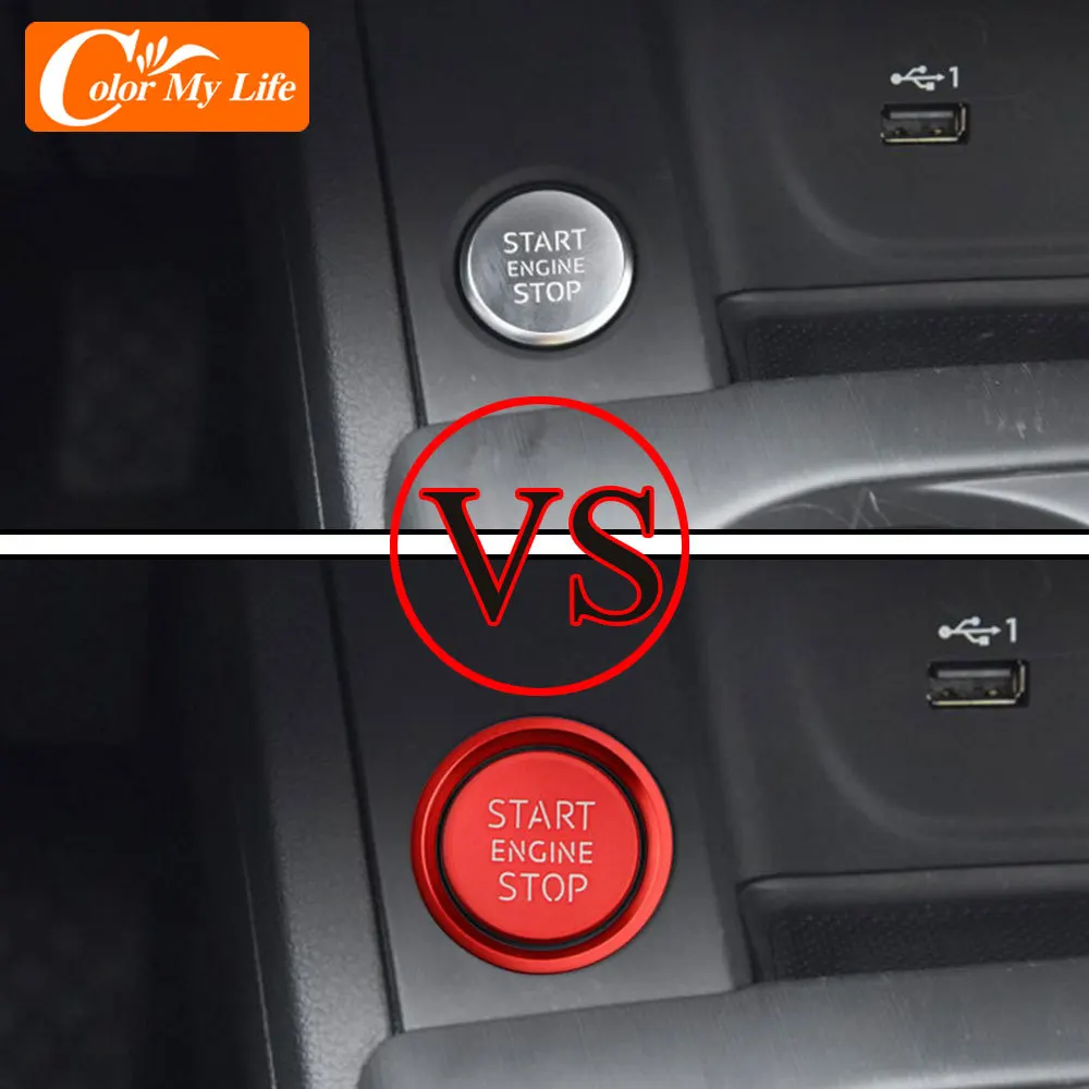 Car Ignition Key Ring Cover for Audi A4 A6 A3 A5 Q3 Q5 Q7 Engine Start Stop Sticker Decorative Switch Button Trim Accessories