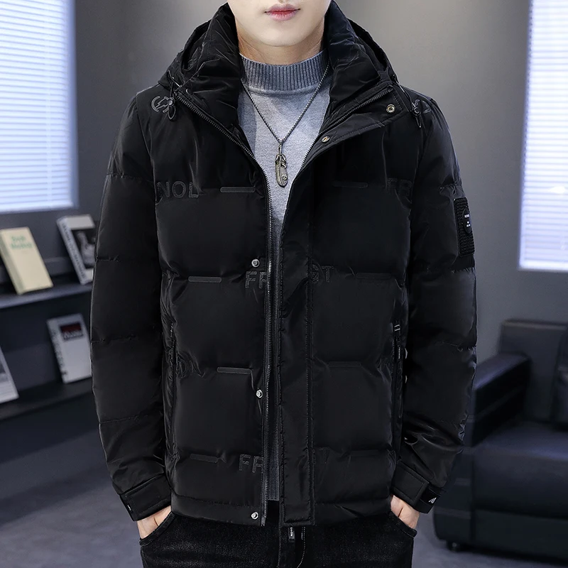

Winter 2024 Men's Hooded Puffer Jaet Thiened Youth Faion High End Cold Resistant Casual Outerwear Waterproof Polyester ...