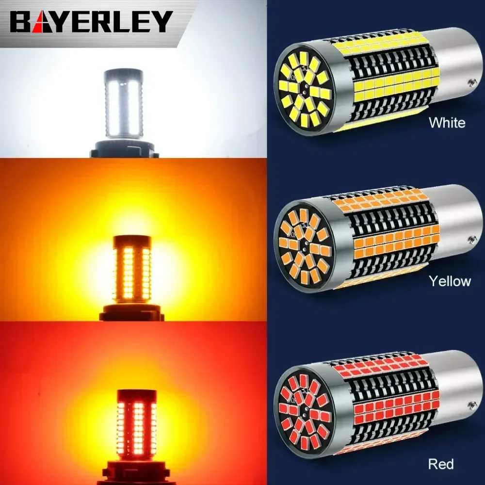 Bayerely-luz de freno 1157led para coche, lámpara de señal de giro 7440, señal de giro, Bombilla 1156, blanco, rojo, amarillo, 7443, 3157, 3156