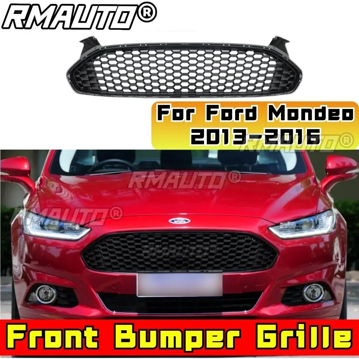 For Mondeo Racing Grills Car Front Bumper Racing Grill Body Kit Front Bumper Grille For Ford Mondeo 2013-2016 Car Accessories