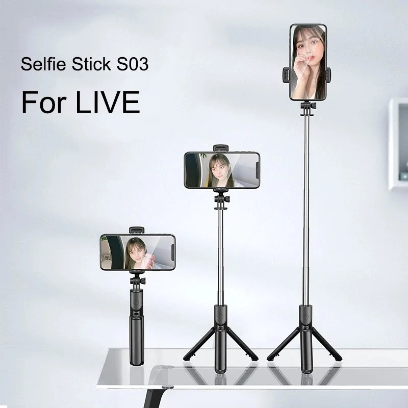 Wireless Selfie Stick Tripod Stand Bluetooth Remote Extendable For iPhone Samsung Xiaomi Live Streaming Portable Cellphone Stand