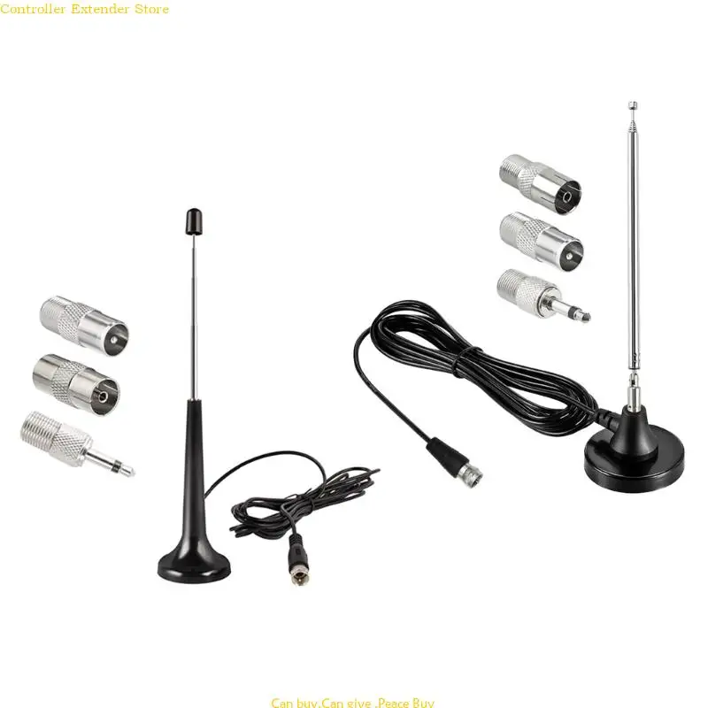 

75ohm FM Telescopic Antennas Household Amplified Antennas with 3 Adapters FM Radio Antennas DAB FM Antennas High Gains