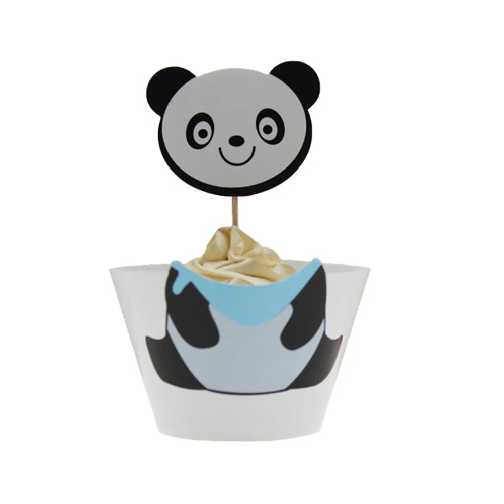 

24 pcs Cake Surrounding Cards Topper Cupcake Wrappers Decor Panda Desserts Ornament Birthday Party Festival Baking Accessories