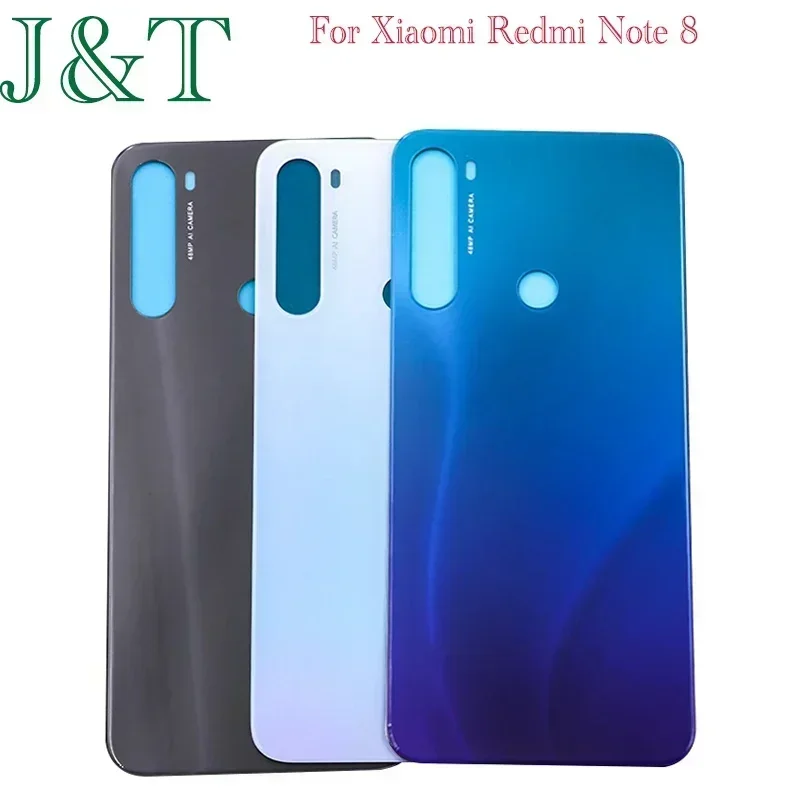 For Xiaomi Redmi Note 8 Back Battery Cover Rear Housing Door Glass Panel Case Replacement Parts with camera lens+With Logo