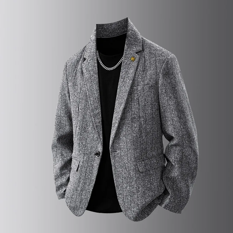 メンズ クラシック スリムフィット ストライプ ブリティッシュスタイル スーツジャケット おしゃれ カジュアル 春秋コレクション 2025