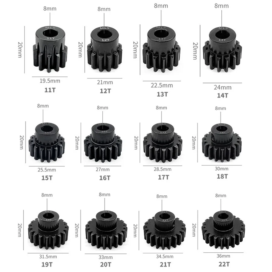 8mm M1.5 11T 12T 14T 15T 17t 18t 20T 21t 22T 24T 25T 26T 28T 30T Hardened Steel Pinion Motor Gear For 1/5 Traxxas X-Maxx RC Car