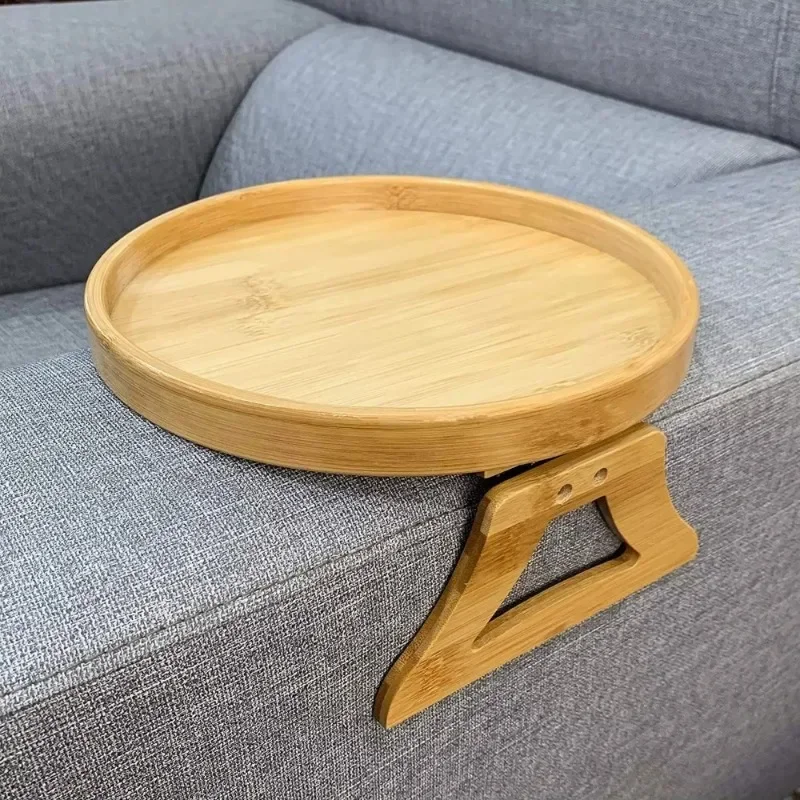 Storage Tray Table Sofa Armrest Clip-On Trays Natural Wooden Sofa Tray Practical TV Snack Trays for Remote Control Drink Snacks