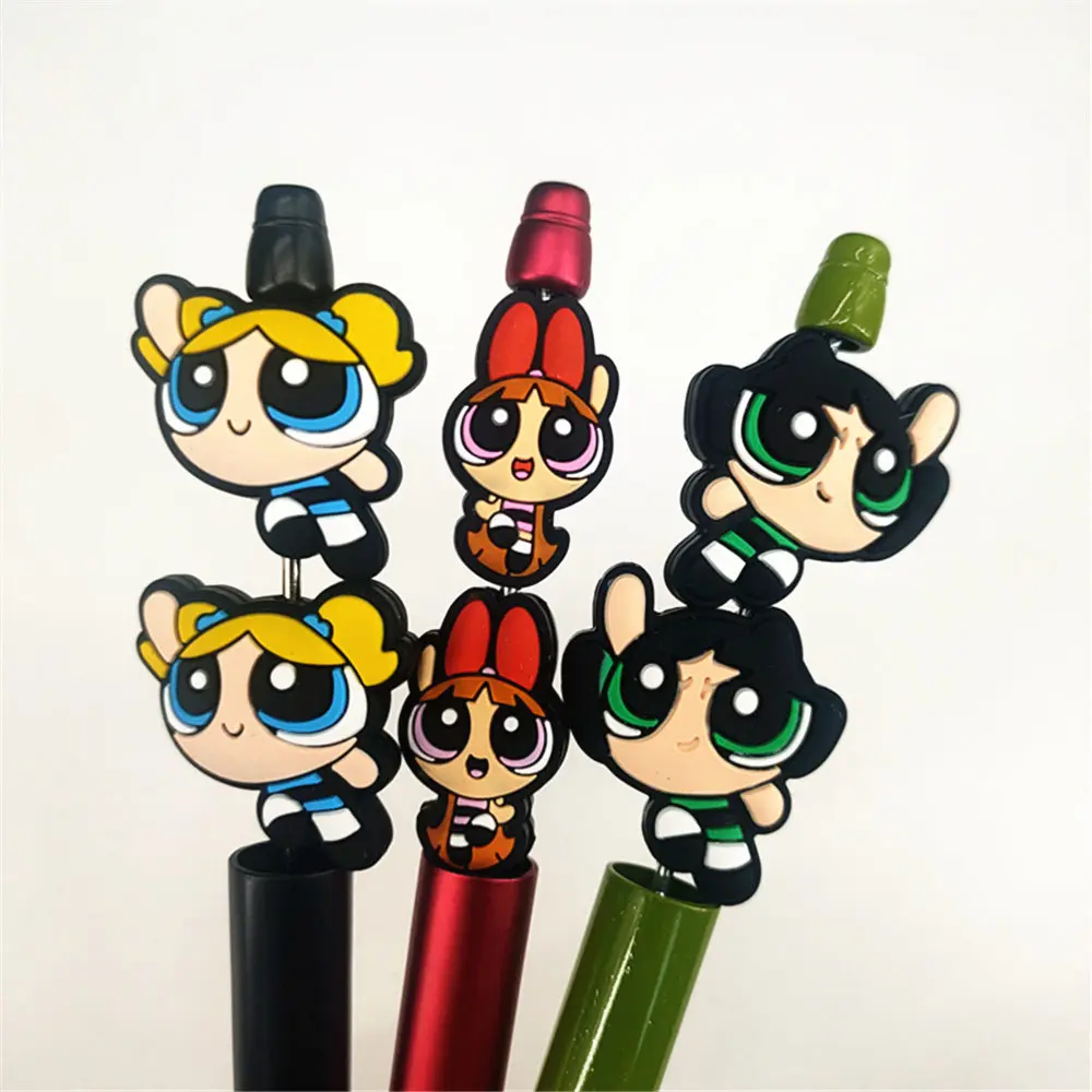 10pcs The Powerpuff Girls focal Silicone beads Teether Jewelry Beads Food Grade For pen Pacifier Chain