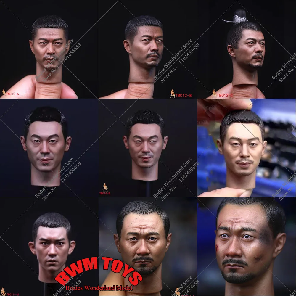 DIY Military Series Painted Twelve o'clock 1/6 Asia Tough Guys Head Sculpt Carving Model Fit 12'' Male Soldier Action Figure